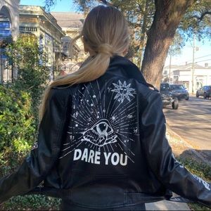 Yarazaya Eye Dare You Vegan Leather Jacket